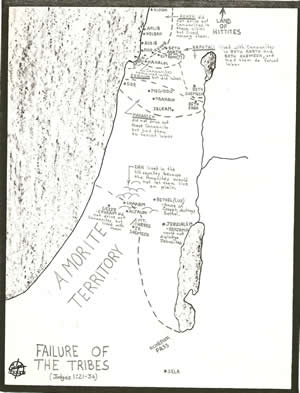 Details of the failure of the tribes of Israel to take the land of Canaan as described in Judges 1:21-36. 