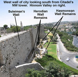 Details and labels of Suleiman's west wall of Jerusalem 