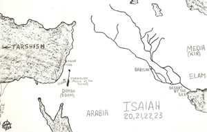 Isaiah chapters 20-23 on a map