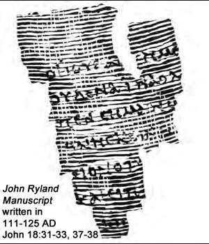 John Ryland Manuscript from 111-125 AD of the Gospel of John 