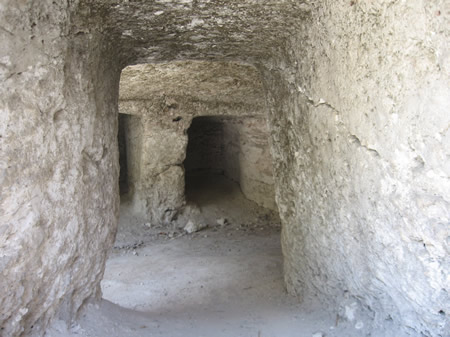 Inside a rolling stone tomb found in Galilee.
