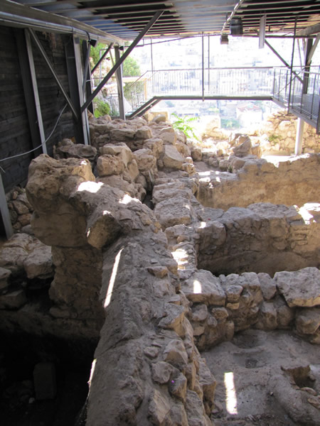 Inside the remains of the palace of the kings of Judah and David.
