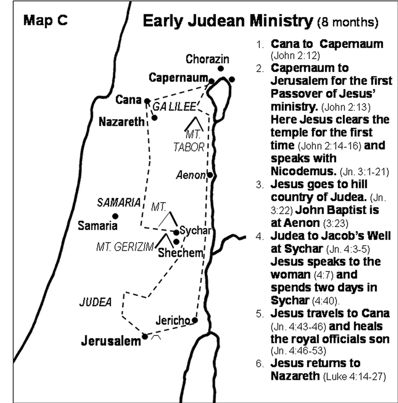 Map Of Judea And Galilee. Jesus in Judea - John 4;
