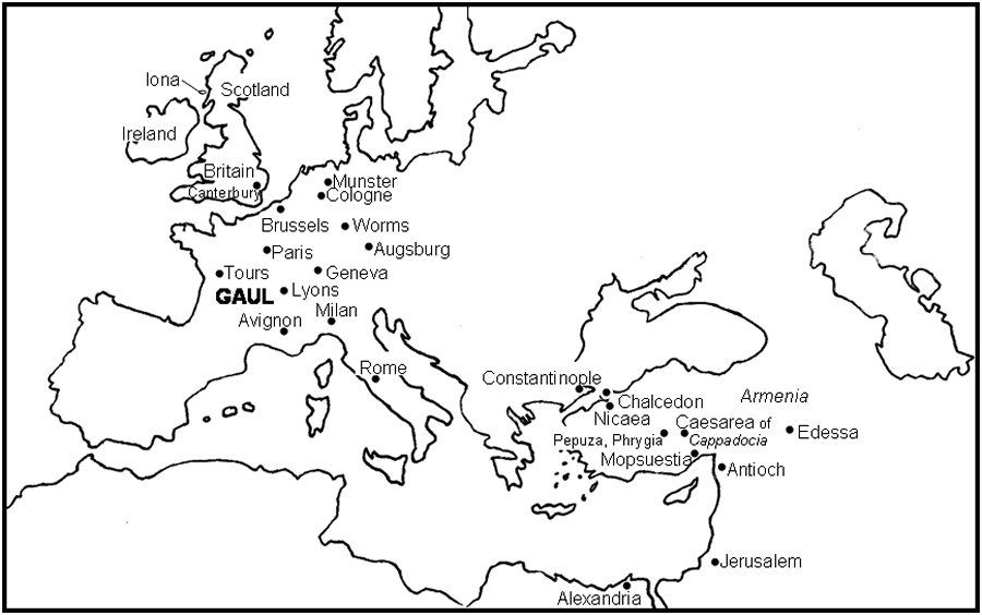Map of Locations from Church History