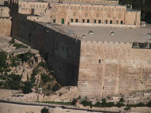 South East Corner of Temple Mount Wall from Mt. of Olives
