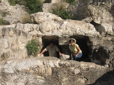 Galyn and Toni in a mikva on the southside of the temple