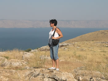 Toni looking from Mt. Arbel
