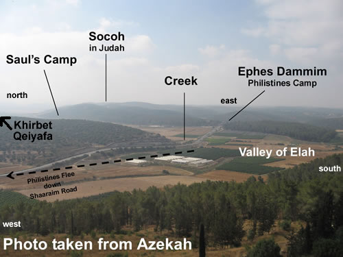 Azekah Labeled View of Elah Valley