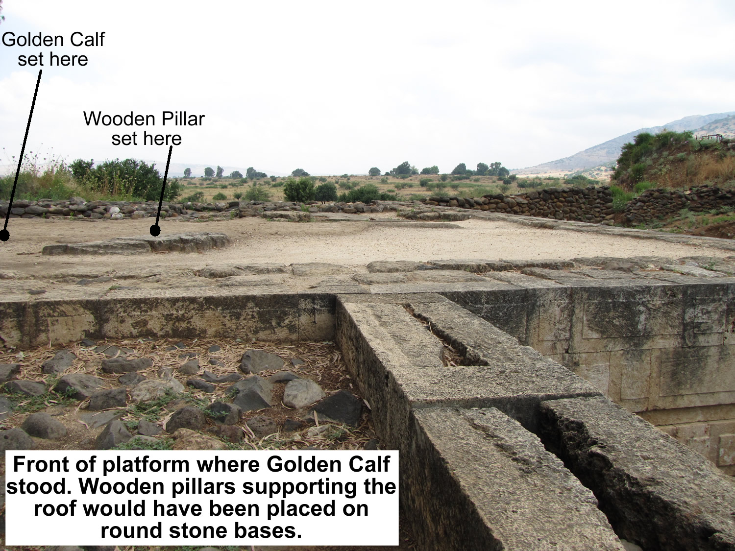 Front of the platform for the Golden Calf in Dan Israel
