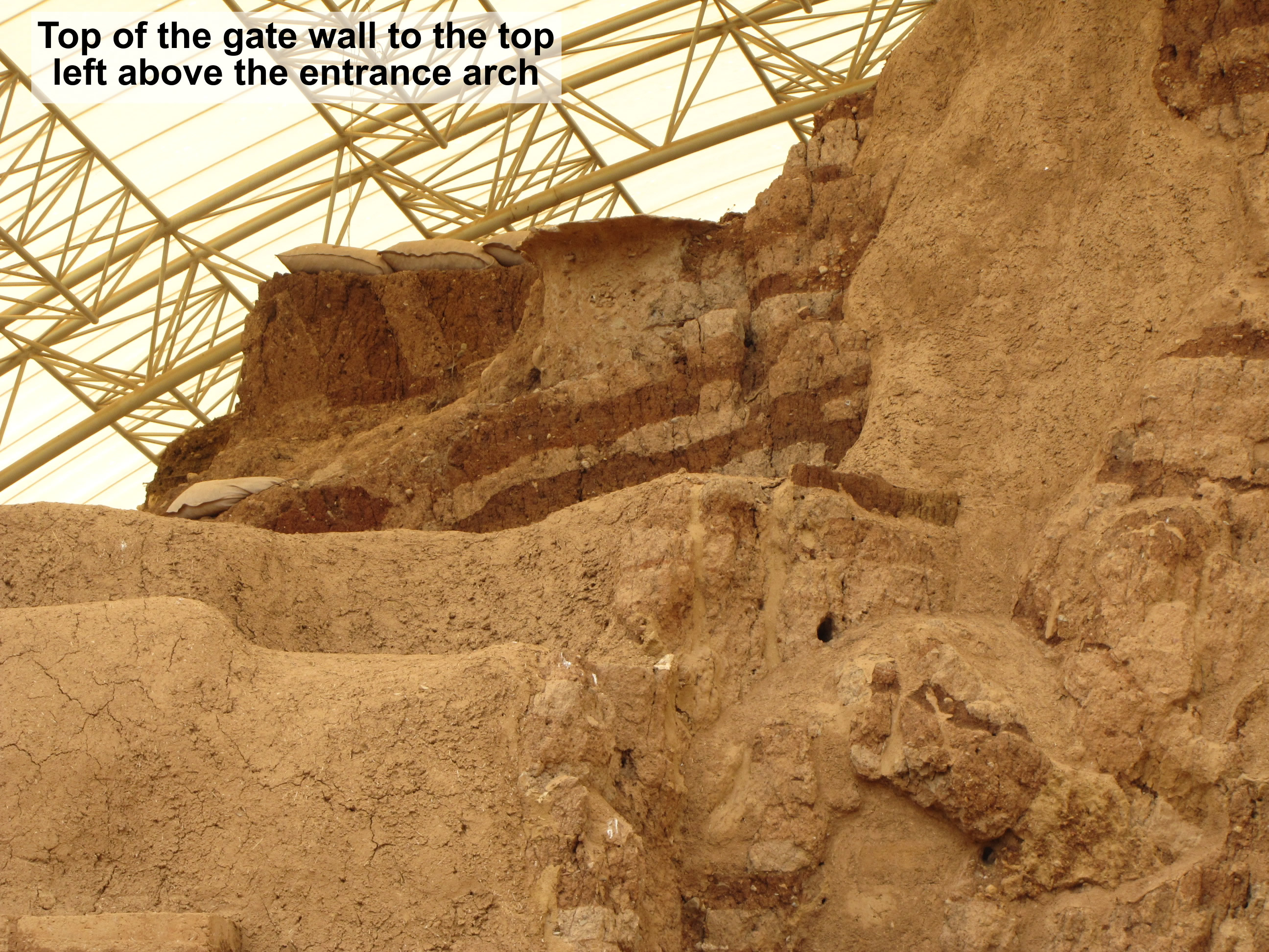 Dan Bronze age gate detail of top wall above arch on left side