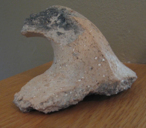 A handle from the site of the old Canaanite palace in Hazor that was destroyed and burnt by Joshua.