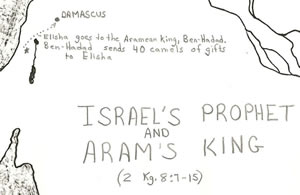 Details of 2 Kings 8:7-15 concerning Elisha and Ben-Hadad located on a map. 