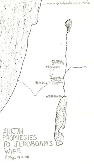 Details of 1 Kings 14:1-20 when the Prophet Ahijan speaks to Jeroboam's wife. (click on image for larger size)