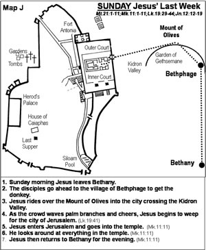 Details of Jesus' Last Week on a map of Jerusalem from 30 AD. (More teaching here.) 