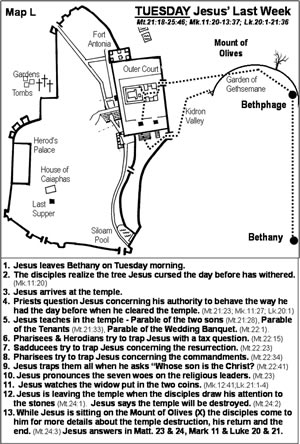 Details of Tuesday of Jesus' Last Week on a 