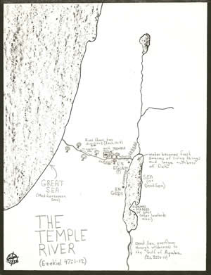 Details of Ezekiel 47 located on a map. 