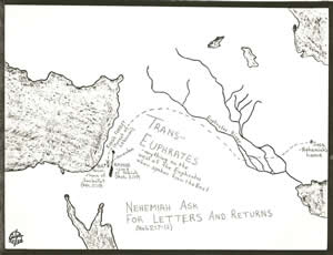 Details of Nehemiah 2:7-12 on a map. 