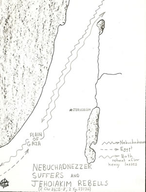 Details of 2 Kings 23:36 and 2 Chronicles 36:5-8 when Nebuchadnezzar suffered extensive losses on the Plain of Gaza vs. the Egyptians. This encouraged Jehoiakim to rebel against Nebuchadnezzar even though Jeremiah sternly warned him not to.