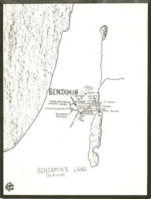 Joshua 18, the details of the land allotted to the tribe of Benjamin on a map. 