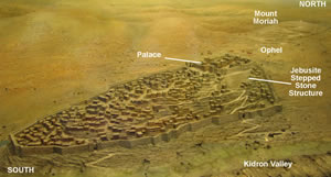 An image of the city of David, or Jerusalem (Salem, Jebus) as it appeared between the years 2000-1000 BC. 