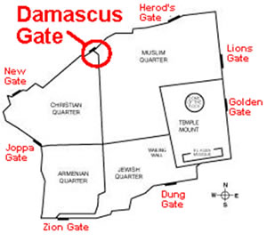 Map of the eight walls of Jerusalem the Old City