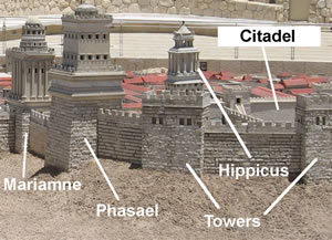 A labeled model of the three towers Herod 