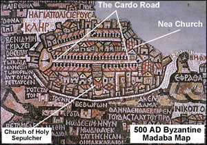 The Madaba Map found in a Byzantine church mosaic in Jordan provides details of 500 AD Jerusalem. 