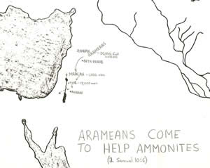 Second Samuel 10 details on a map showing the 