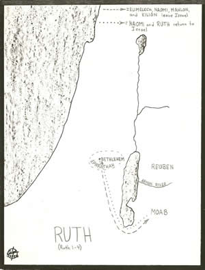 Details of Ruth chapter one on a map 