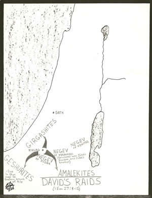 First Samuel 27 on a map showing David's 