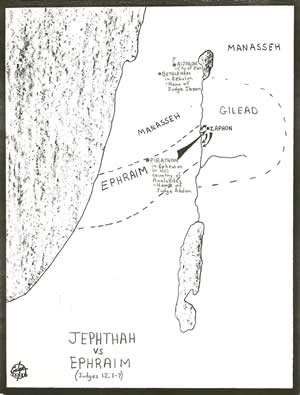 Details of Judges chapter 12 on a map.