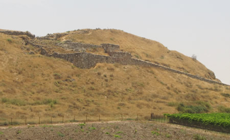 The remains of the walls and the gate system at Lachish in the land of Judah. Lachish was one of the last fortification that fell the Assyrians in 701 BC and the Babylonians in 587 BC.