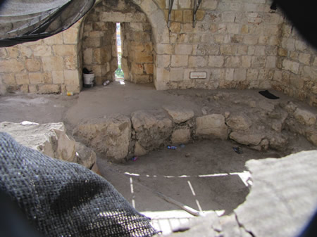One of the remaining aspes from the front of the Nea Church now located in Jerusalem's Old City wall on the south side.