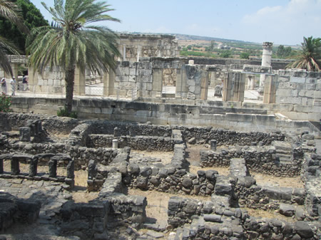 A view of the synagogue from Peter's house in Capernaum.