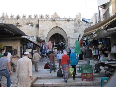 Inside the Damascus Gate in Jerusalem in the northwest section of the Old City known as the Muslim Quarter. 