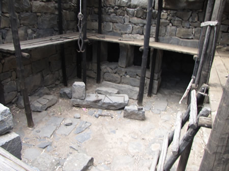 Inside the remains of a home from the days of the New Testament. 