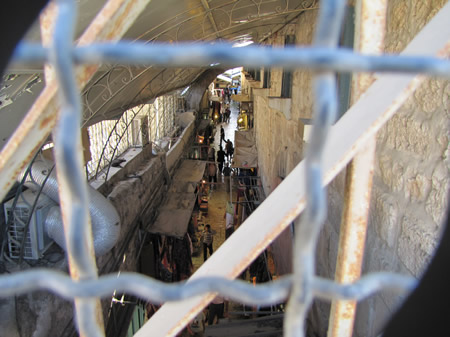 Looking down on a Jerusalem street in the Old City. 