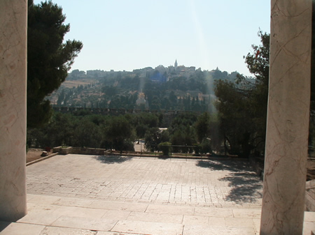 Standing on the Temple Mount near where the altar of burnt offering stood in Solomon's and Herod's temples. This view is looking east over the Kidron Valley at the Mount of Olives...now read Ezekiel's vision in Ezekiel 43:1-5
