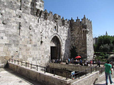 Damascus Gate in teh north wall of the Old City Jerusalem