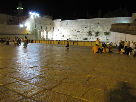 Western Wall Plaza late at night. 