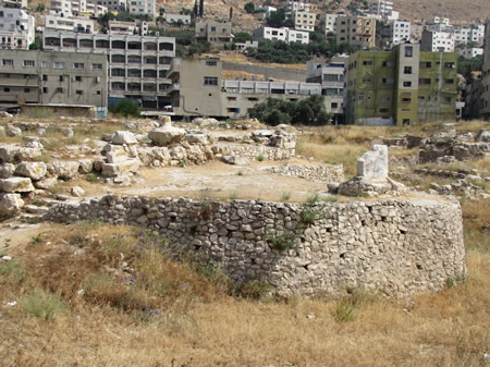 A worship center at Shechem between Mount Ebal and Mount Gerizim.
