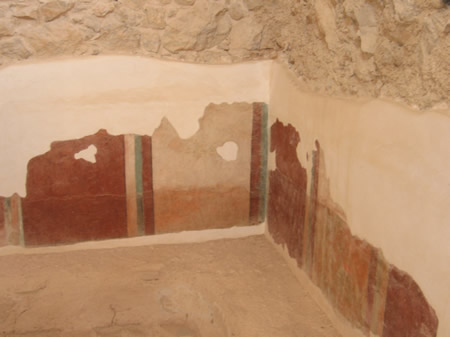 2,000 year old fresco at Masada in Herod's bath house
