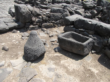 Basalt stone grain grinder, manger, Capernaum