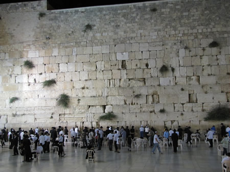 Western Wall at night