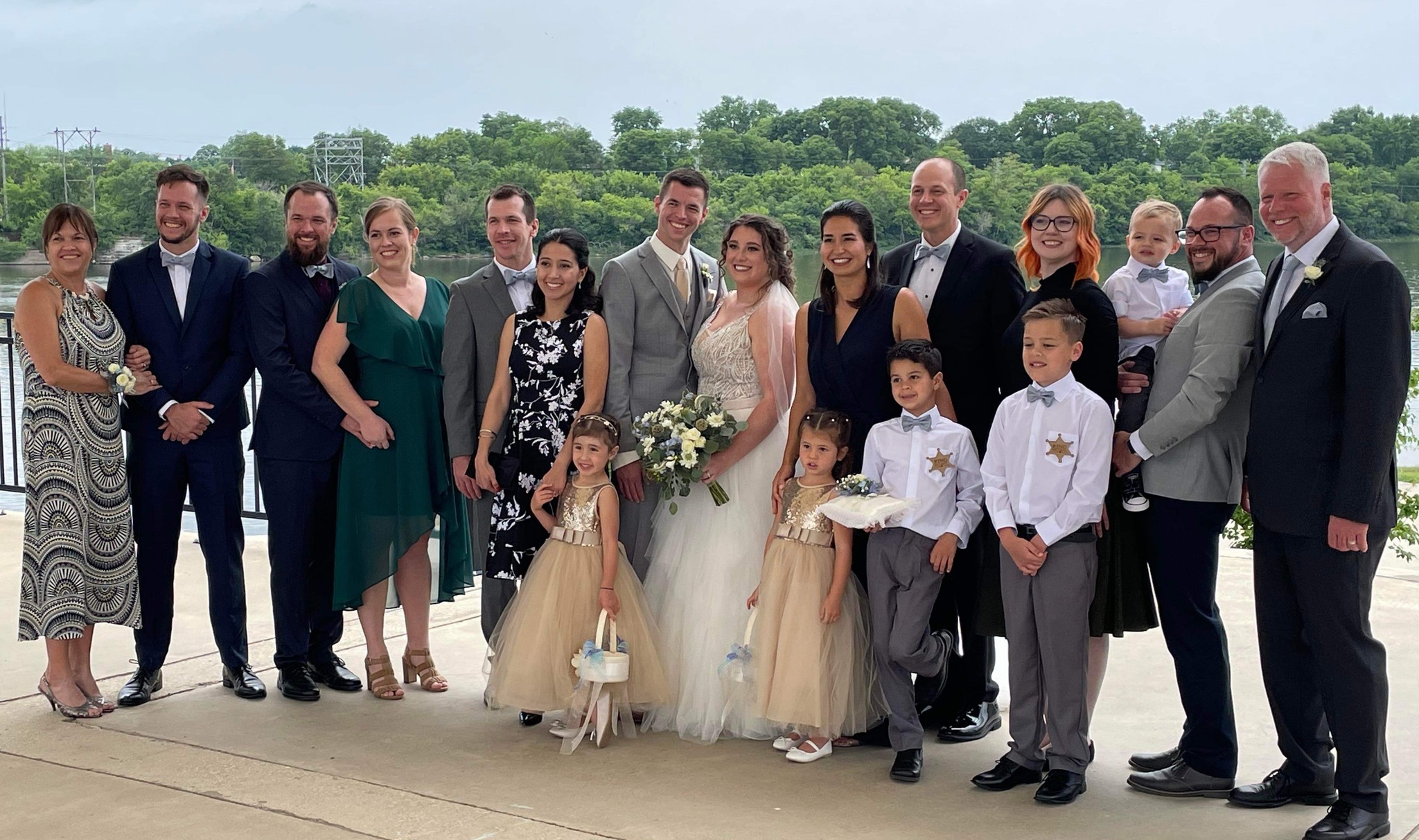 Galyn and Toni with six sons, five daughter-in-laws and grandchildren -2022