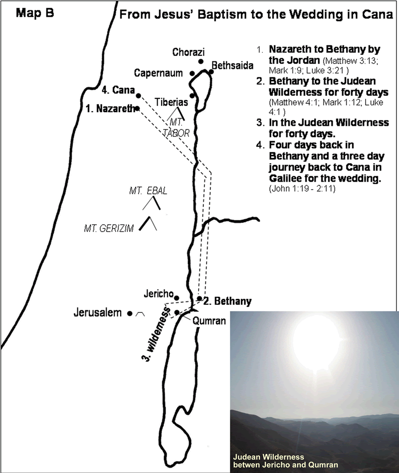 Jesus' Baptism and Temptation Map