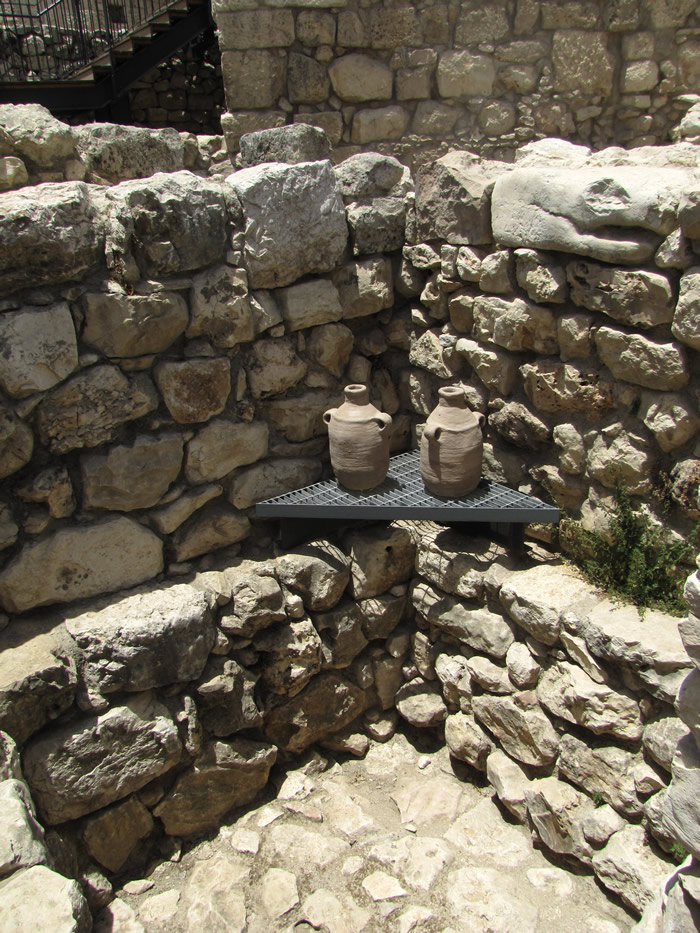 The Gatehouse room in the Water Gate with water jars used to draw water from an underground cistern near the Water Gate, Nehemiah 3 and Nehemiah 12