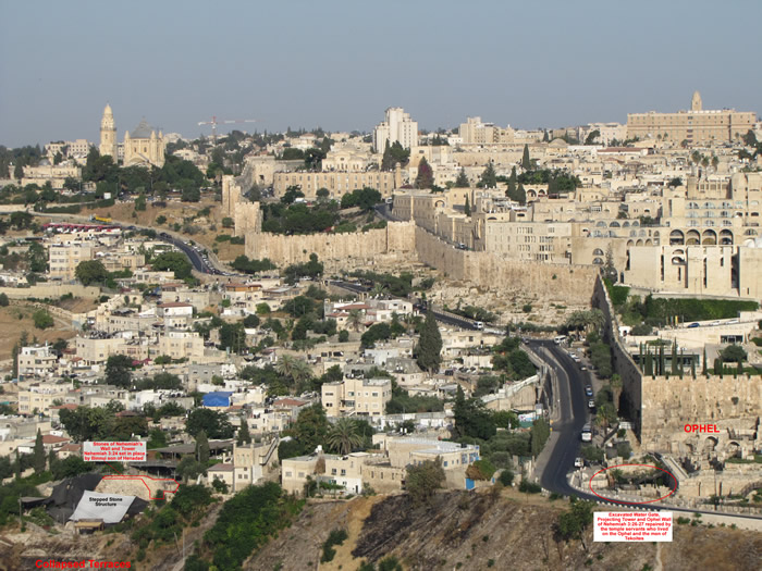 View of East Side of Jerusalem and City of David from Miount of Olives