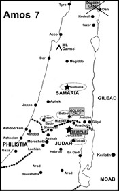 Amos chapter 7 map detailing Bethel and Samaria