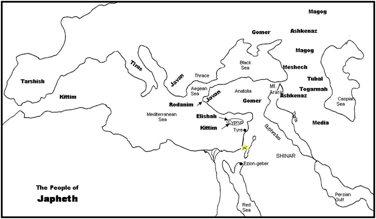 Map of the Sons of Japheth